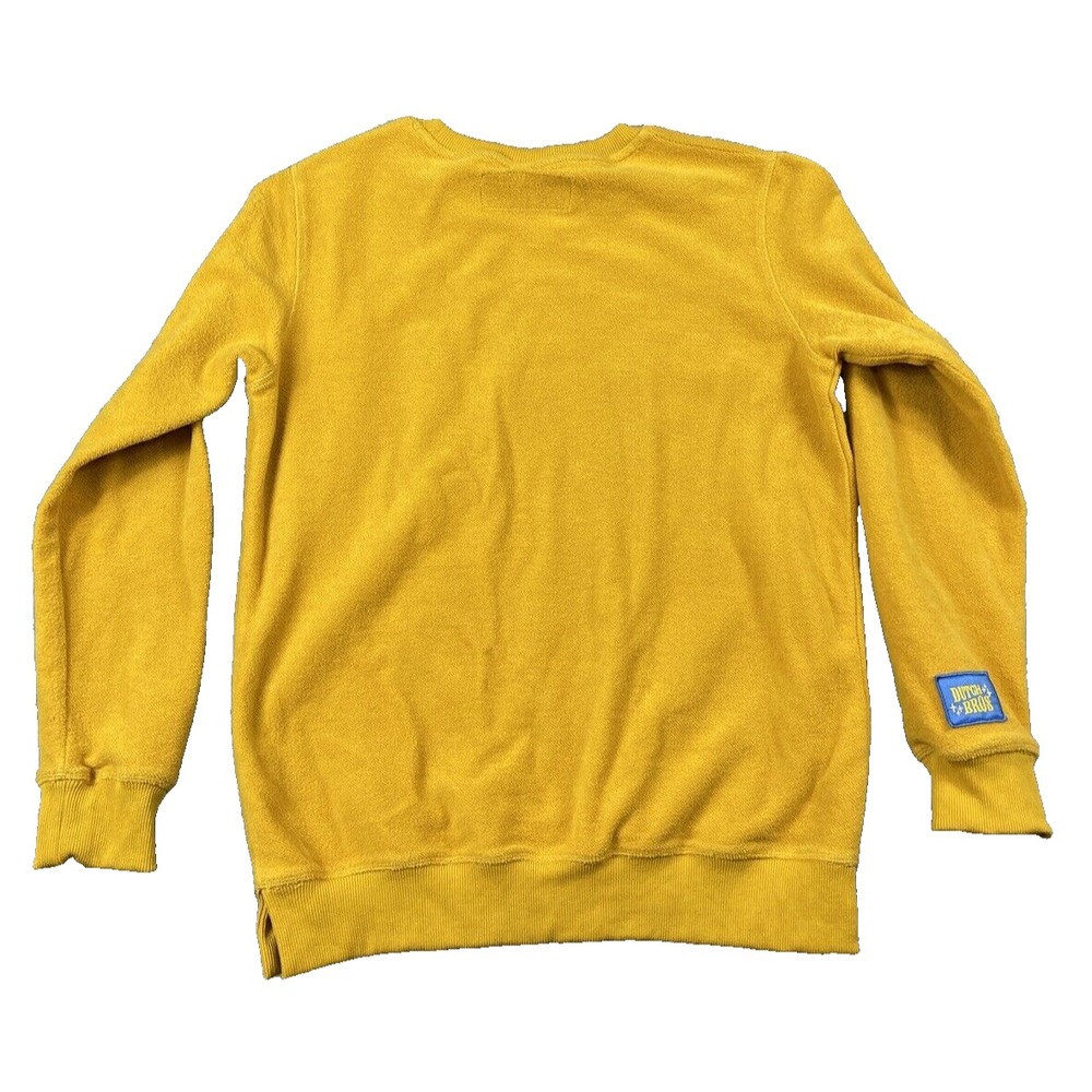 Dutch Bros Terry Pullover Men's Small Yellow Fleece Crew Neck Cozycore - Picture 2 of 6